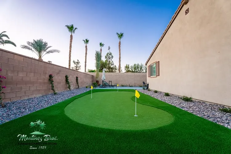 Finished desert landscape with turf and putting green