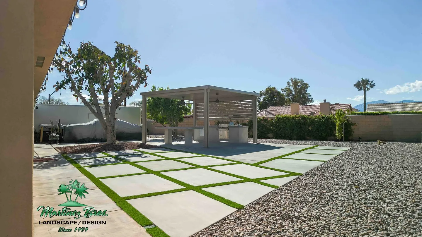 Complete landscape with paver and turf grid